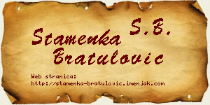 Stamenka Bratulović vizit kartica